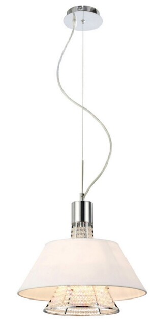 Davina Ceiling Pendant with White Shade 2 Light Polished Chrome, Crystal - image 1