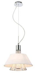 Davina Ceiling Pendant with White Shade 2 Light Polished Chrome, Crystal - thumbnail 1