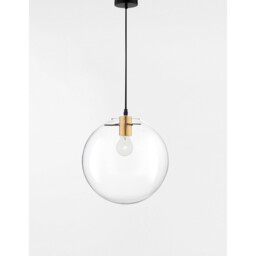 Mirale 25cm Globe Pendant Ceiling Light Gold Metal Clear Glass, Black LED E27 - thumbnail 5