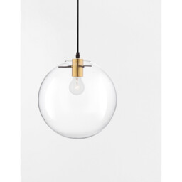Mirale 25cm Globe Pendant Ceiling Light Gold Metal Clear Glass, Black LED E27 - thumbnail 2