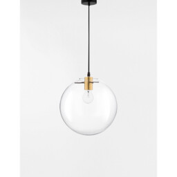 Mirale 25cm Globe Pendant Ceiling Light Gold Metal Clear Glass, Black LED E27 - thumbnail 3
