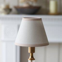 Morton Rechargeable Brushed Aged Brass Plate Table Lamp with Vintage White Fabric Ivy Shade 16cm Integrated LED - thumbnail 5