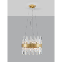 Crown 5 Light Pendant Ceiling Light Satin Gold Metal Clear Crystal (30 pcs) LED G9 - thumbnail 5