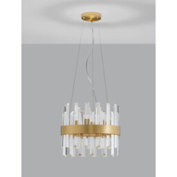 Crown 5 Light Pendant Ceiling Light Satin Gold Metal Clear Crystal (30 pcs) LED G9 - thumbnail 3