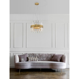 Crown 5 Light Pendant Ceiling Light Satin Gold Metal Clear Crystal (30 pcs) LED G9 - thumbnail 2