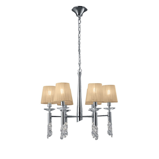 Tiffany Pendant 6+6 Light E14+G9, Polished Chrome With Soft Bronze Shades & Clear Crystal - image 1