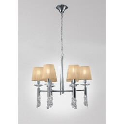 Tiffany Pendant 6+6 Light E14+G9, Polished Chrome With Soft Bronze Shades & Clear Crystal - thumbnail 2