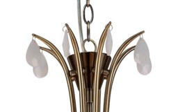 Andrea Ceiling Pendant 100cm Round, Antique Brass, White Shades, White Crystal Droplets - thumbnail 5