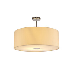 Baymont Polished Chrome E27 Semi Flush With 60cm x 22cm Faux Silk Shade, Ivory Pearl/White Laminate