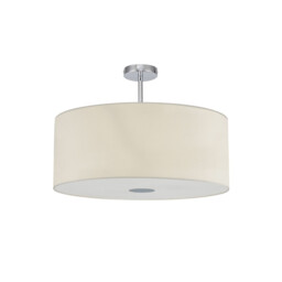 Baymont Polished Chrome E27 Semi Flush With 60cm x 22cm Faux Silk Shade, Ivory Pearl/White Laminate - thumbnail 5