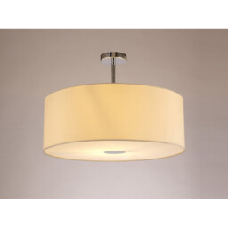 Baymont Polished Chrome E27 Semi Flush With 60cm x 22cm Faux Silk Shade, Ivory Pearl/White Laminate - thumbnail 2