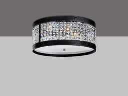 Celsa Ceiling Cylindrical 4 Light Polished Chrome, Black Faux Leather, Crystal - thumbnail 2