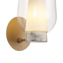 Nora Wall Lamp, 1 Light E27, Gold/White/Clear Glass With Frosted Inner - thumbnail 3
