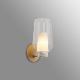 Nora Wall Lamp, 1 Light E27, Gold/White/Clear Glass With Frosted Inner - thumbnail 2