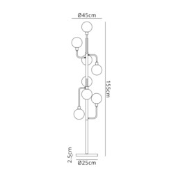 Humphrey Floor Lamp, 8 Light G9, Graphite, Satin Nickel, Smoke Glass - thumbnail 2