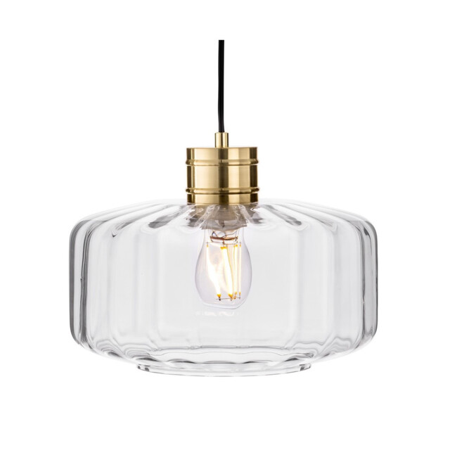 Madeira Dome Pendant Brushed Brass with Clear Decorative Glass 1xE27