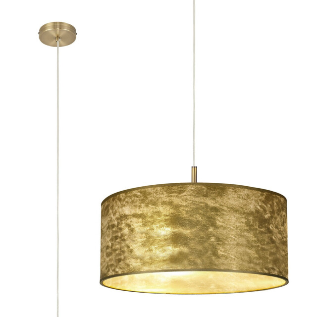 Baymont Antique Brass 5 Light E27 Single Pendant With 60cm x 22cm Gold Leaf Shade - image 1
