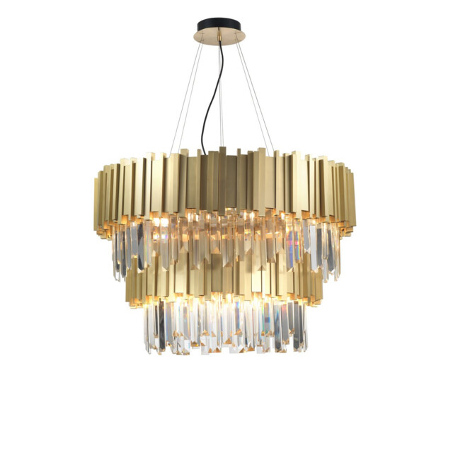 Baladona 20 Light Pendant Ceiling Light Golden Brass Aluminium, Crystal LED G9 - image 1