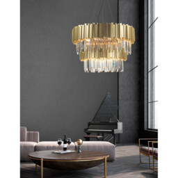 Baladona 20 Light Pendant Ceiling Light Golden Brass Aluminium, Crystal LED G9 - thumbnail 2