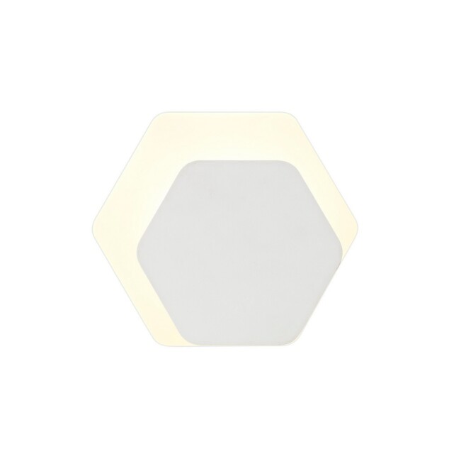 Altona Base Wall Lamp, 12W LED 3000K 498lm, 15, 19cm Horizontal Hexagonal Right Offset, Sand White, Acrylic Frosted Diffuser - image 1