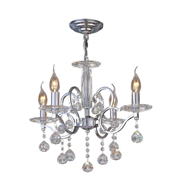 Zinta Ceiling Pendant Chandelier 4 Light Polished Chrome, Crystal - image 1