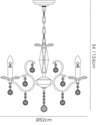 Zinta Ceiling Pendant Chandelier 4 Light Polished Chrome, Crystal - thumbnail 3