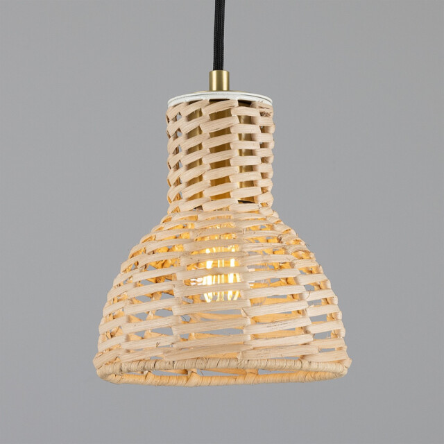Malta Rattan Dome Pendant, Satin Brass - image 1
