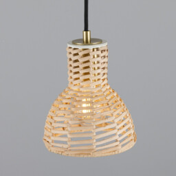 Malta Rattan Dome Pendant, Satin Brass - thumbnail 2