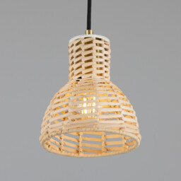 Malta Rattan Dome Pendant, Satin Brass - thumbnail 3