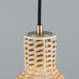 Malta Rattan Dome Pendant, Satin Brass - thumbnail 5