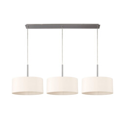Baymont Satin Nickel 3 Light E27 Linear Pendant With 40cm x 18cm Dual Faux Silk Shade, Nude Beige/Moonlight - thumbnail 5