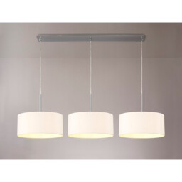 Baymont Satin Nickel 3 Light E27 Linear Pendant With 40cm x 18cm Dual Faux Silk Shade, Nude Beige/Moonlight - thumbnail 2