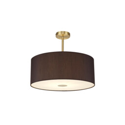 Baymont Antique Brass E27 Semi Flush With 50cm x 20cm Faux Silk Shade, Black/White Laminate