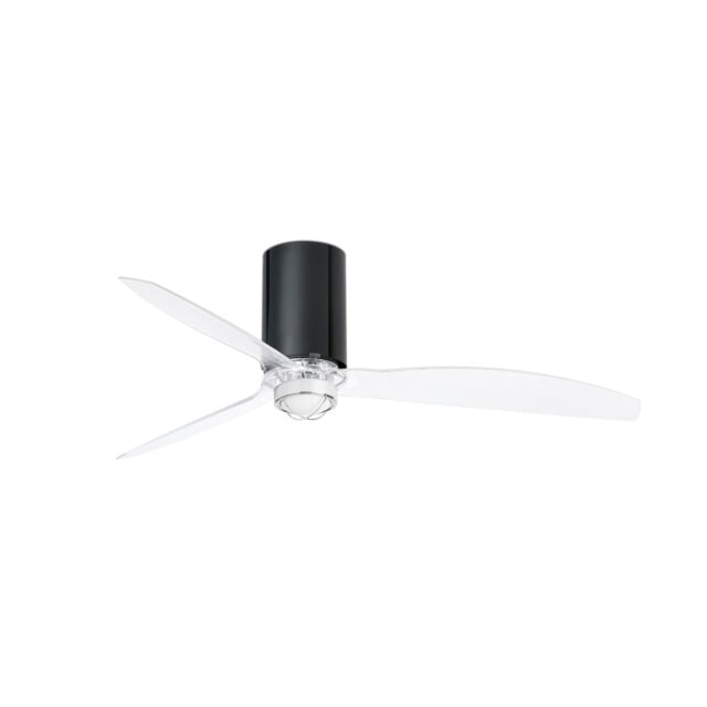 Mini-Tube LED Shiny Black, Transparent Ceiling Fan with DC Motor , 3000K - image 1