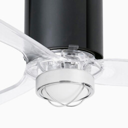 Mini-Tube LED Shiny Black, Transparent Ceiling Fan with DC Motor , 3000K - thumbnail 3