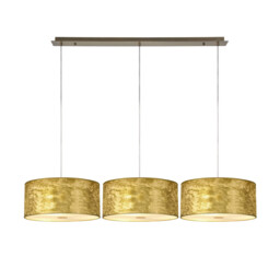 Baymont Antique Brass 3 Light E27 Linear Pendant With 40cm x 18cm Gold Leaf Shade 2m - thumbnail 1