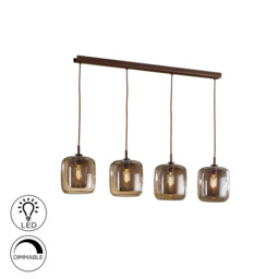 Fox 4 Light Crystal Hanging Ceiling Mesh Pendant Brown, E27 - thumbnail 2