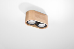 Basic Oval Twin Surface Mounted Downlights Flush Light Natural Wood GU10 - thumbnail 2