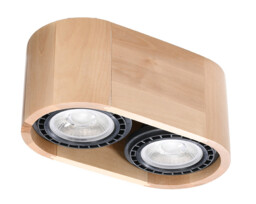 Basic Oval Twin Surface Mounted Downlights Flush Light Natural Wood GU10 - thumbnail 1