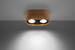 Basic Oval Twin Surface Mounted Downlights Flush Light Natural Wood GU10 - thumbnail 3