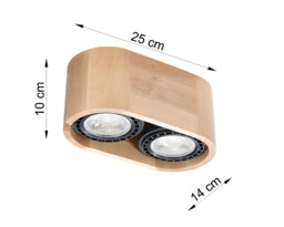 Basic Oval Twin Surface Mounted Downlights Flush Light Natural Wood GU10 - thumbnail 5