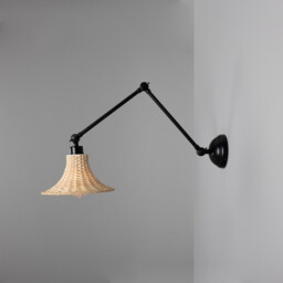 Savannah Rattan Small Wall Light, Matte Black - thumbnail 3