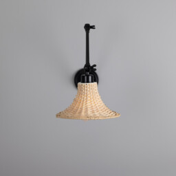 Savannah Rattan Small Wall Light, Matte Black - thumbnail 2