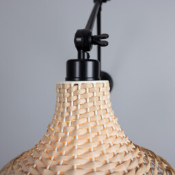 Savannah Rattan Small Wall Light, Matte Black - thumbnail 5