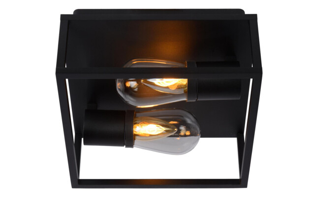 Carlyn Modern Flush Ceiling Light Bathroom - 2xE14 - IP54 - Black - image 1