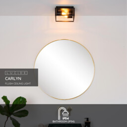 Carlyn Modern Flush Ceiling Light Bathroom - 2xE14 - IP54 - Black - thumbnail 2