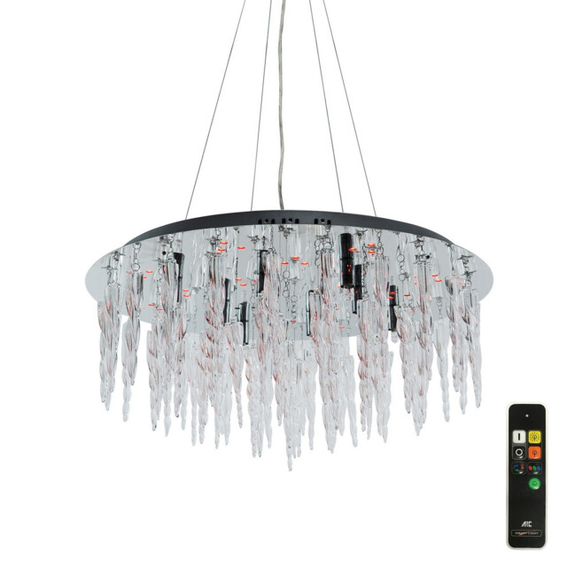 Tropez Flat Pendant 8 LightRGB LEDs And Remote Control Polished Chrome/Glass - image 1