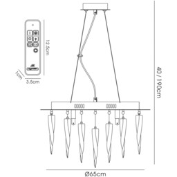 Tropez Flat Pendant 8 LightRGB LEDs And Remote Control Polished Chrome/Glass - thumbnail 5
