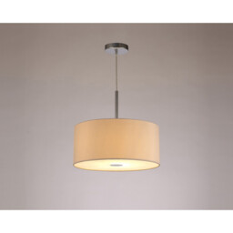 Baymont Polished Chrome E27 Single Pendant With 40cm x 18cm Dual Faux Silk Shade, Nude Beige/Moonlight - thumbnail 2