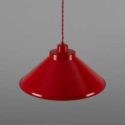 Rio Coloured Dome Pendant Light, Antique Brass, Red - thumbnail 3